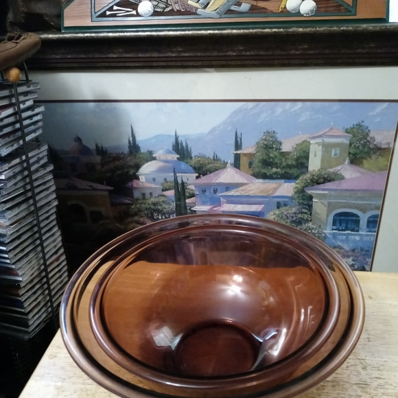 🍜2 Pyrex Set Amber Nesting Mixing Bowl🇺🇸🍲12"+10",Nice Vintage,A Nice Gift.🎁 - Picture 7 of 14